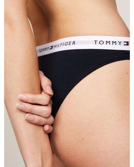 Slip Tommy Icons Con Logo Ripetuto di Tommy Hilfiger in Blue