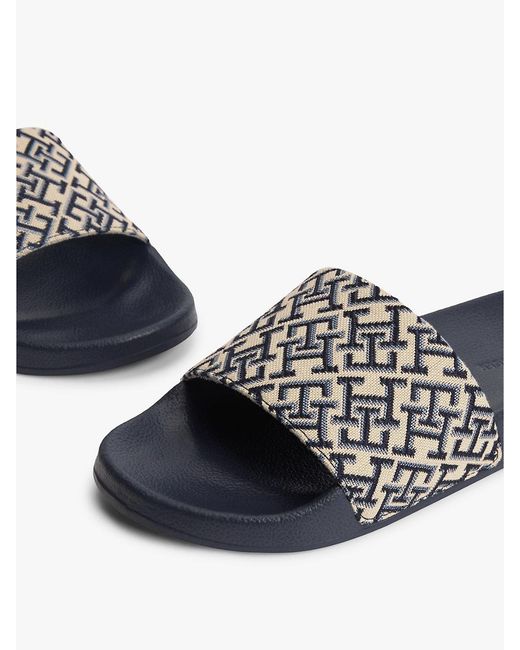 Tommy Hilfiger White Th Monogram Pool Slides