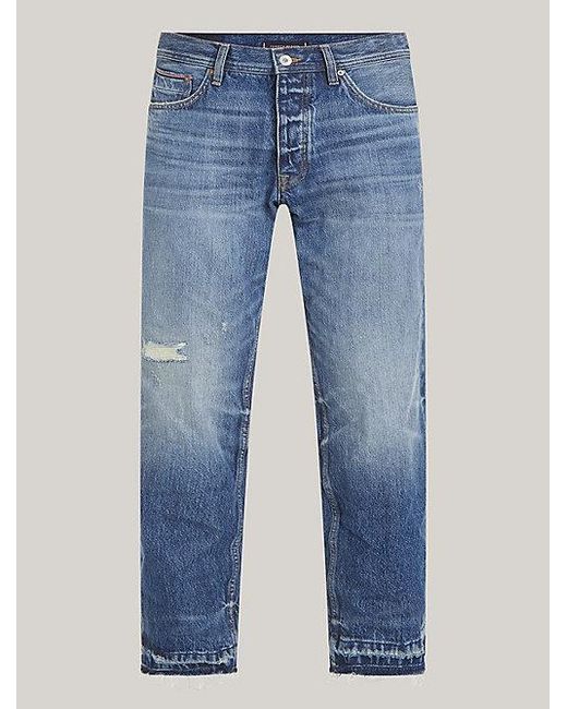 Tommy Hilfiger Moore Straight Tapered Jeans Met Onafgewerkte Zoom in het Blue voor heren