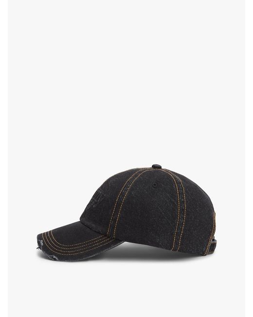 Tommy Hilfiger Black Embossed Logo Denim Baseball Cap