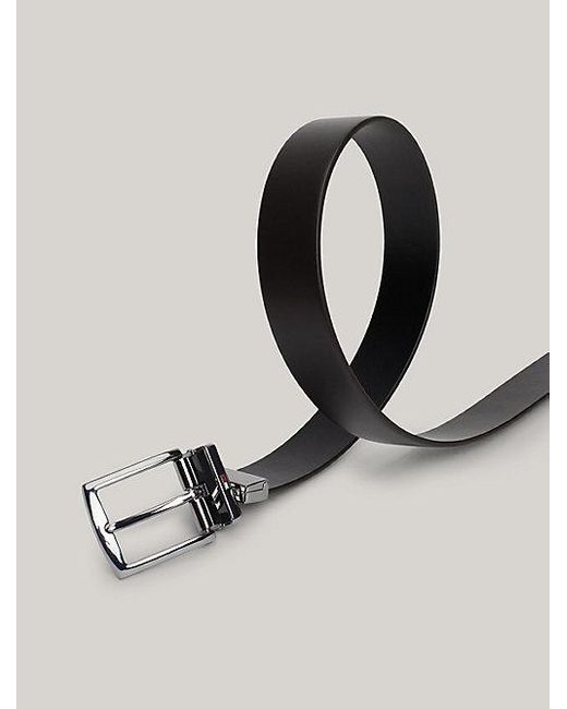 Cinturón Denton de piel con hebilla cuadrada Tommy Hilfiger de hombre de color Black