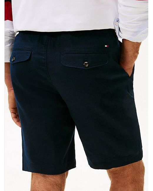 Tommy Hilfiger Harlem Relaxed Fit Short Van Linnenmix in het Blue voor heren