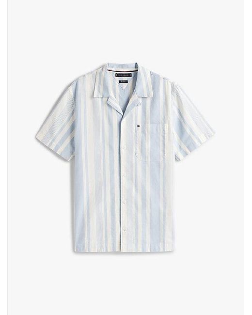 Tommy Hilfiger Regular Fit Gestreept Overhemd Met Korte Mouwen in het White voor heren