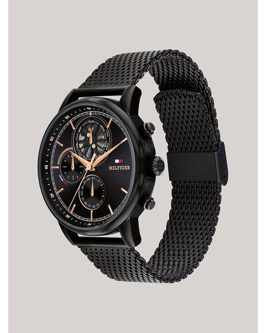 Tommy Hilfiger Black Ionic-plated Mesh Strap Watch for men