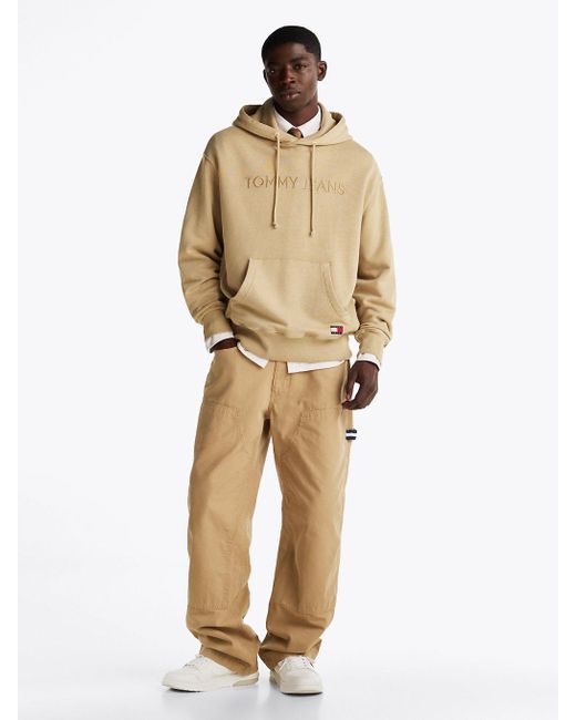 Felpa Con Cappuccio E Logo Ricamato di Tommy Hilfiger in Natural da Uomo