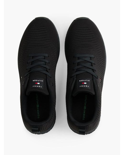 Tommy Hilfiger Black Signature Knitted Trainers for men