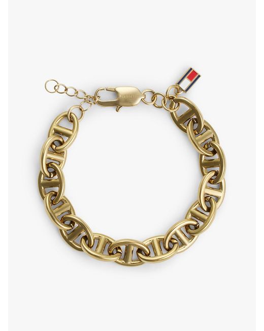 Tommy Hilfiger Metallic Plated Flag Mariner Chain-Link Bracelet