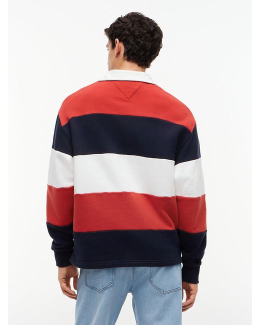 Tommy Hilfiger S Striped Medium Weight Rugby Polo With Embroidered Logo for men