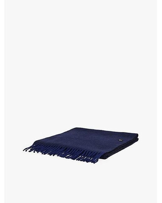 Tommy Hilfiger Visgraat Sjaal Van Zuivere Wol Met Franje in het Blue voor heren