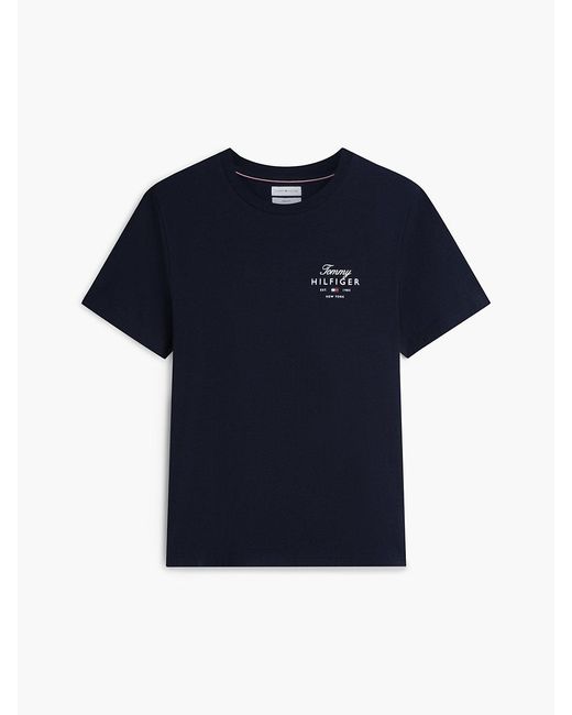Tommy Hilfiger Blue Logo Jersey Crew Neck T-Shirt for men