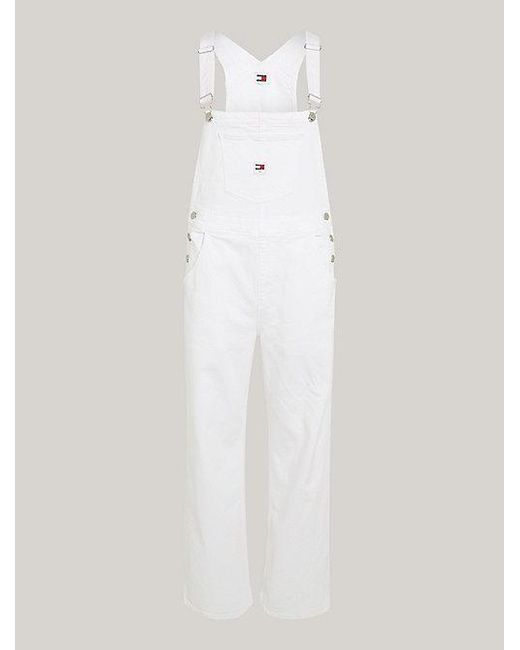 Tommy Hilfiger White Classics Daisy Baggy Fit Jeans-Latzhose