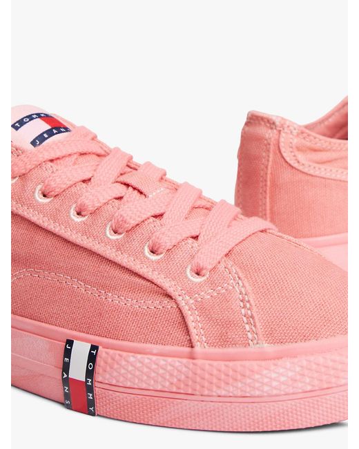 Tommy Hilfiger Pink Archive Flag Stripe Washed Canvas Trainers