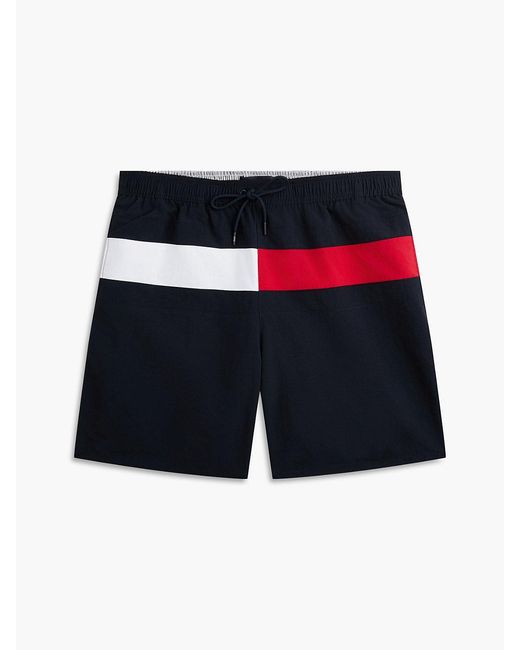 Tommy Hilfiger Blue Colour-Blocked Long Length Swim Shorts for men