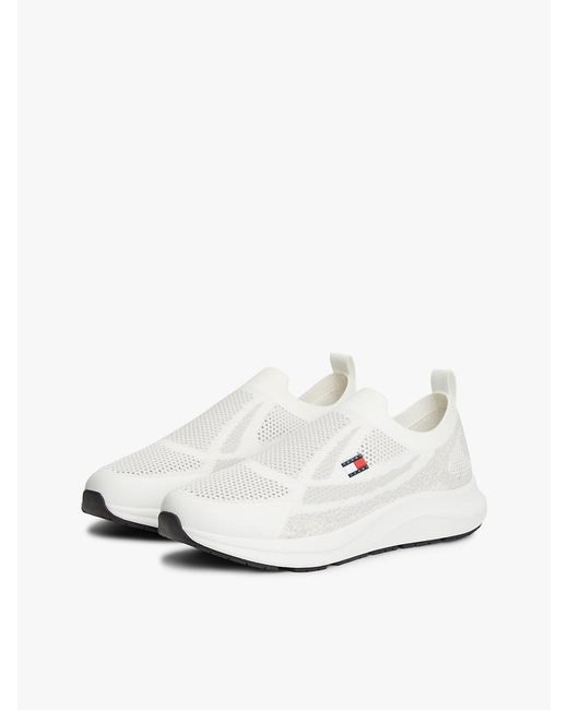 Tommy Hilfiger White Logo Knit Pull-On Trainers for men