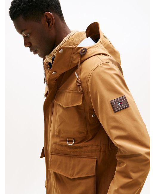 Giacca Idrorepellente Con Cappuccio di Tommy Hilfiger in Brown da Uomo