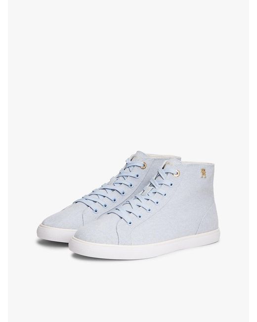Tommy Hilfiger White Th Monogram Canvas Mid-Top Trainers