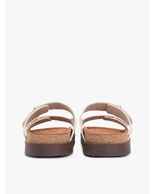Tommy Hilfiger Pink Suede Buckle Cork Footbed Serrated Sandals for men
