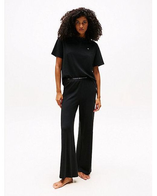 Tommy Hilfiger Black Pyjamahose Mit Logos Am Taillenbund
