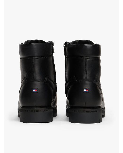 Bottes En Cuir À Lacets Et Semelle Crantée Tommy Hilfiger pour homme en coloris Black