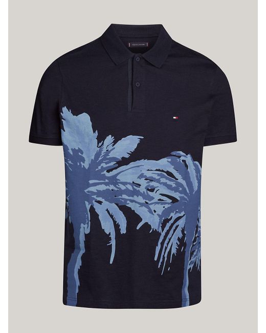 Tommy Hilfiger Blue Palm Print Regular Fit Polo for men