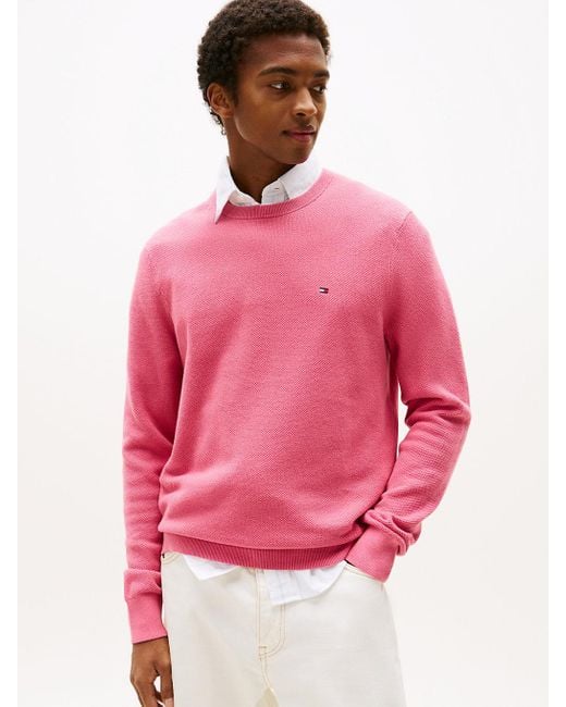 Pull En Maille Alvéolée À Col Ras-Du-Cou Tommy Hilfiger pour homme en coloris Pink