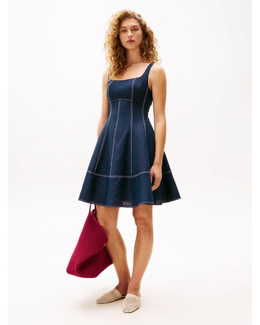 Tommy Hilfiger Blue The Sofia Capsule Pure Linen Mini Dress