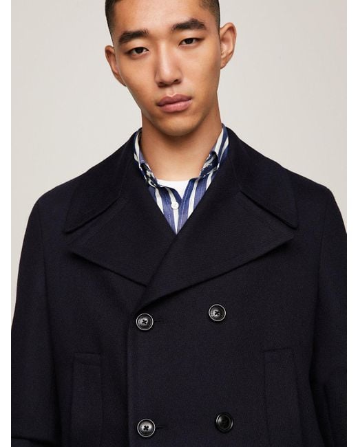 Tommy Hilfiger Double Breasted Peacoat in Blue for Men Lyst UK