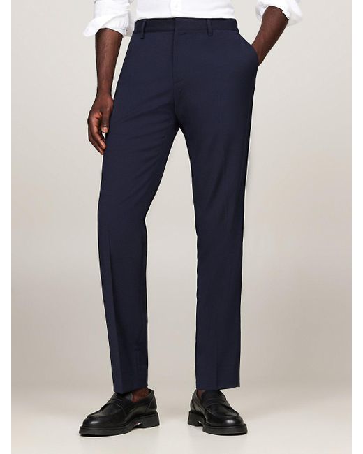 Tommy Hilfiger Blue Pressed Crease Slim Trousers for men