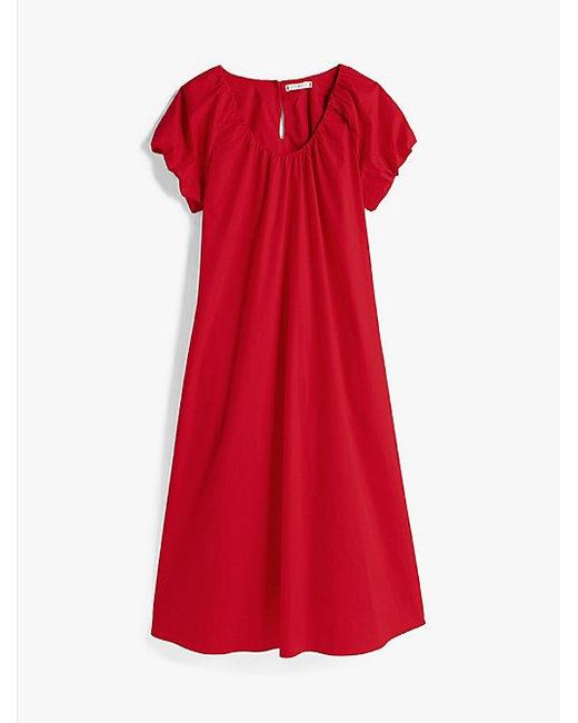 Tommy Hilfiger Midi-Jurk Met Diepe Hals in het Red