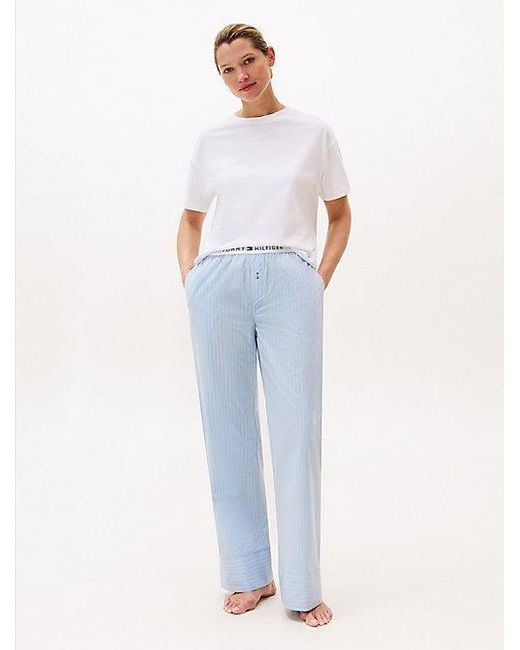 Pantalón De Pijama Essential De Popelín Tommy Hilfiger de color Blue