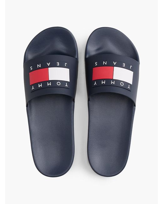Tommy Hilfiger Blue Flag Badge Contoured Pool Slides for men