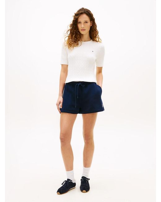 Tommy Hilfiger Blue Logo Embroidery Terry Sweat Shorts