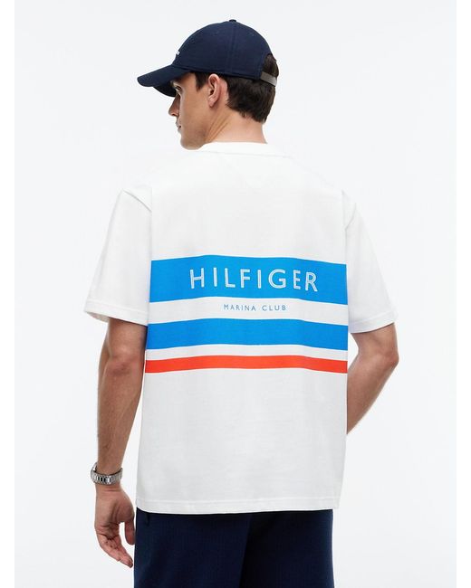 Tommy Hilfiger Blue Logo Colour-Blocked Relaxed T-Shirt for men