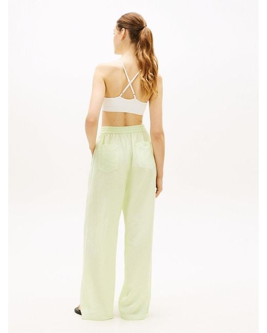 Tommy Hilfiger Blue Loose Linen Blend Drawstring Trousers