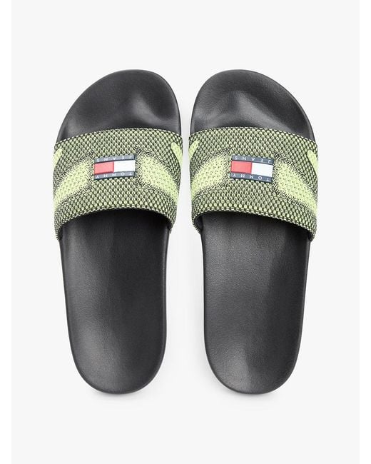 Tommy Hilfiger Green Jacquard Strap Slides for men