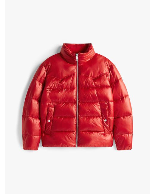Tommy Hilfiger Red Water Repellent Twill Relaxed Puffer Jacket for men