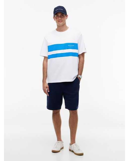 Tommy Hilfiger Blue Logo Colour-Blocked Relaxed T-Shirt for men