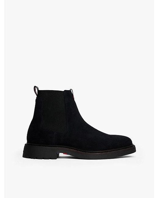 Tommy Hilfiger Lichtgewicht Suède Chelsea Boots in het Black voor heren