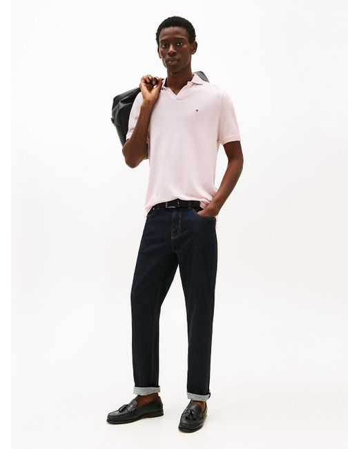 Tommy Hilfiger Pink Regular Fit Polo Shirt With Linen for men