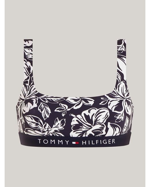 Tommy Hilfiger Blue Original Floral Print Bralette Bikini Top