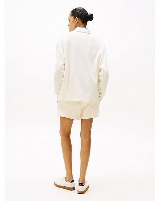 Polo De Punto Amplio Con Logo Tommy Hilfiger de color White