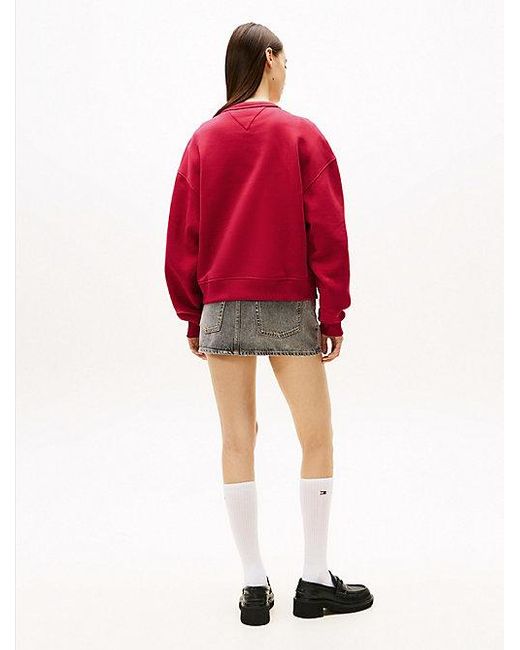 Tommy Hilfiger Boxy Fit Terry Sweatshirt Met Tommy-Badge in het Red