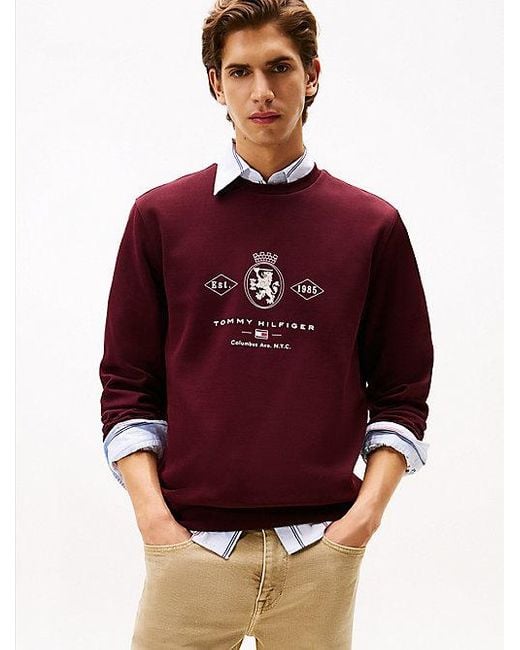 Tommy Hilfiger Graphic Sweatshirt Met Varsity-Embleem in het Red voor heren