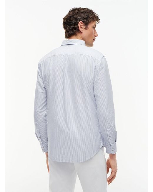 Tommy Hilfiger White Heritage Oxford Stripe Regular Long Sleeve Shirts for men