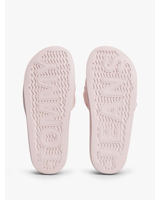 Tommy Hilfiger Pink Embossed Braided Strap Slides