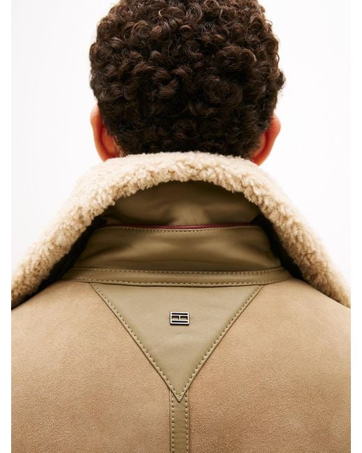 Veste Aviateur Smart Casual En Cuir Zippée Tommy Hilfiger pour homme en coloris Natural