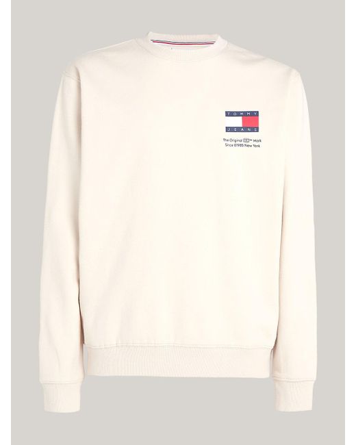 Tommy Hilfiger White Essential Logo Crew Neck Sweatshirt for men