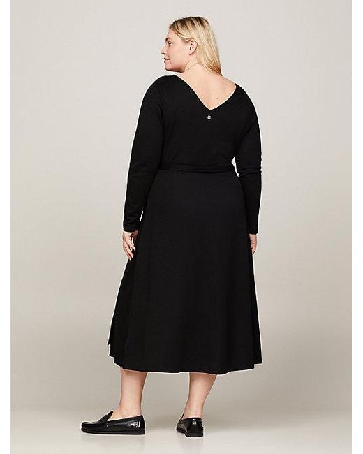Tommy Hilfiger Curve Slim Fit Mini-jurk Met Strikceintuur in het Black