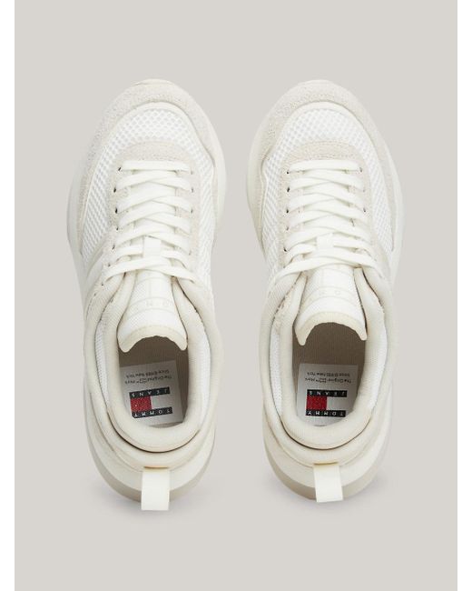 Tommy Hilfiger White Mixed Texture Cleat Trainers