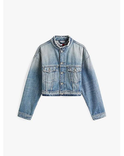 Tommy Hilfiger Blue Cropped Oversized Fit Trucker-Jeansjacke